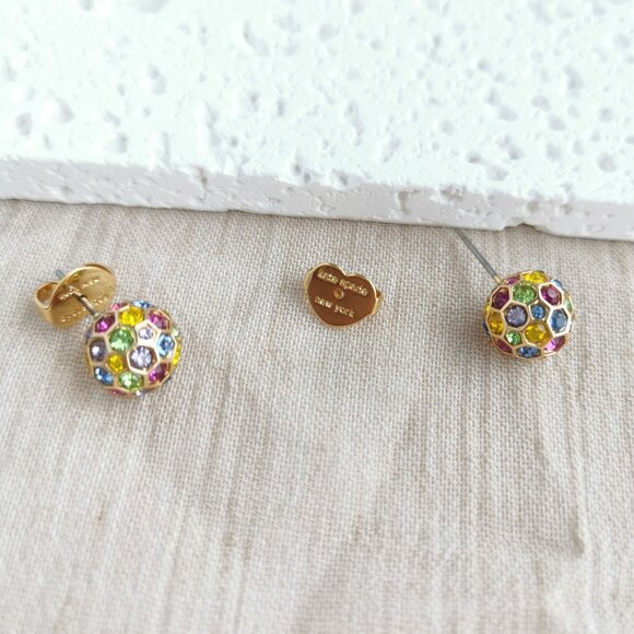 ✨Kate Spade✨ On The Ball Gold Sphere Stud Earrings Multi Color - Picture 4 of 4